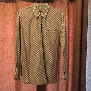 Lafayette New York Large tan/white button down